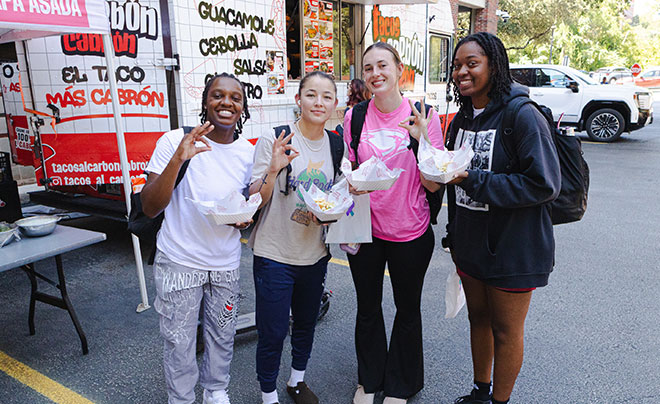 Students with tacos