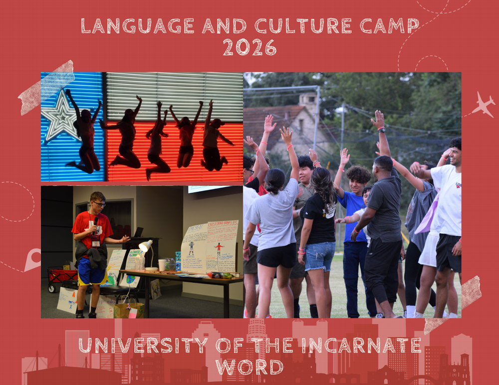 Postcard showing photos of campers on campus