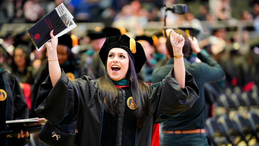 Graduate cheering
