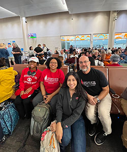 students at airport